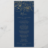 Gilded Floral | Menu Navy and Gold Wedding (Voorkant)