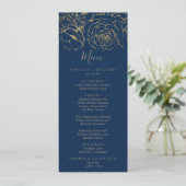Gilded Floral | Menu Navy and Gold Wedding (Staand voorkant)