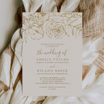 Gilded Floral | Namen van de Cream Gold Parent Wed Kaart<br><div class="desc">Deze gelede floral crème en gouden ouders noemen de huwelijksuitnodiging perfect voor een elegante bruiloft. Het moderne boho-ontwerp is voorzien van een grillige opstelling van faux gouden folie handgetekende bloemen, bladeren en botanische producten op een crèmeachtergrond. Opmerking: dit ontwerp is niet voorzien van echte gouden folie. Het is een afbeelding...</div>