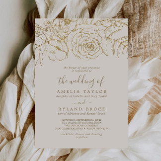 Gilded Floral | Namen van de Cream Gold Parent Wed Kaart