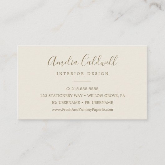 Gilded Floral | Navy Blue en Gold Visitekaartje (Achterkant)