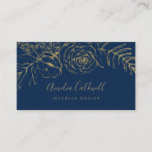 Gilded Floral | Navy Blue en Gold Visitekaartje (Voorkant)