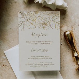 Gilded Floral Ontvangst van room en goud Informatiekaartje