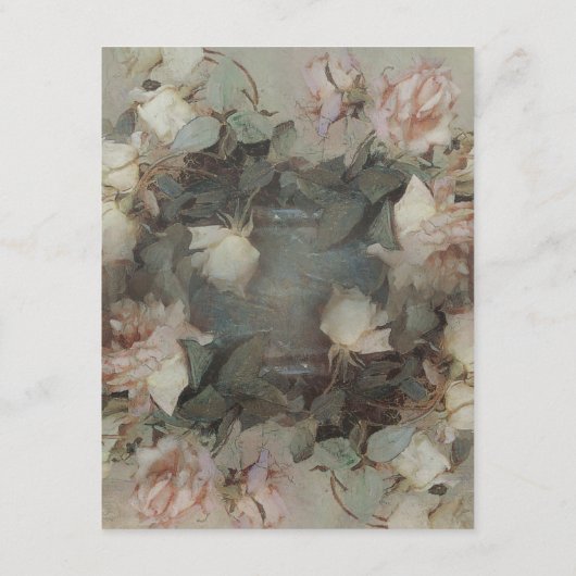 Gilded Floral Pink White Baroque Script Details Informatiekaartje (Achterkant)