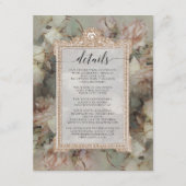 Gilded Floral Pink White Baroque Script Details Informatiekaartje (Voorkant)