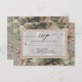 Gilded Floral  Pink White Roos Gold RSVP Kaartje (Voorkant / Achterkant)