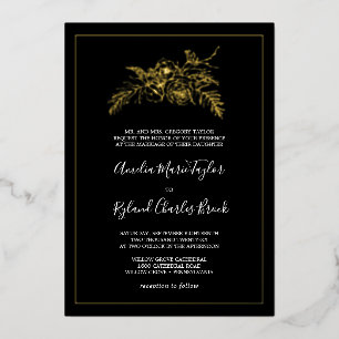 Gilded Floral   Plechtige bruiloft met goudolie Folie Uitnodiging