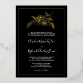 Gilded Floral | Plechtige bruiloft met goudolie Folie Uitnodiging (Voorkant)