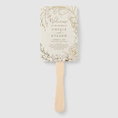 Gilded Floral | Programma Cream and Gold Wedding F Handwaaier (Voorkant)