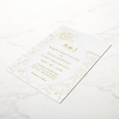 Gilded Floral Roos Front and Back Wedding Folie Uitnodiging (Gedraaid)