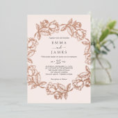 Gilded Floral | Roos Gold Foil Blush Weddenschap Folie Uitnodiging (Staand Voorkant)