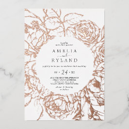 Gilded Floral | Roos Gold Foil Casual Weddenschap Folie Uitnodiging