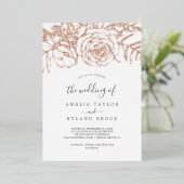 Gilded Floral | Roos goudolie Het huwelijk van Folie Uitnodiging (Staand Voorkant)