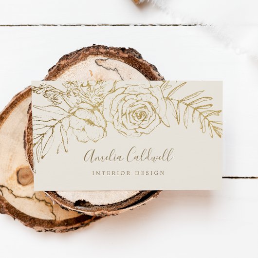 Gilded Floral | Visitekaartje van room en goud