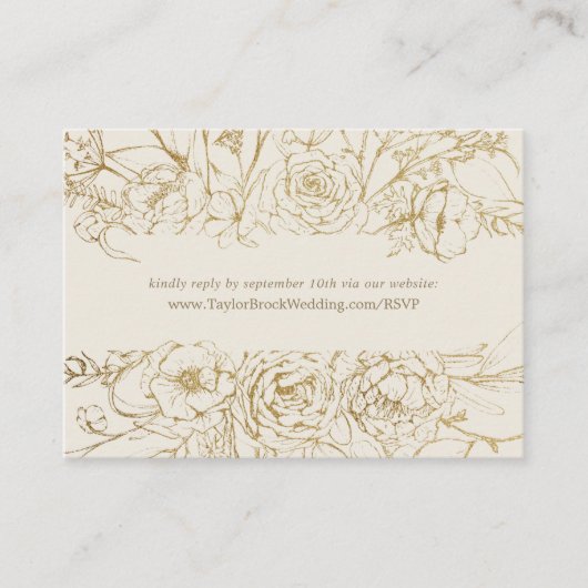 Gilded Floral | Website crème en gouden bruiloft R Informatiekaartje (Voorkant)