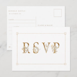 Gilded Floral Wedding RSVP Song Request Invitation Uitnodiging Briefkaart