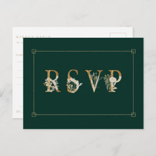 Gilded Floral Wedding RSVP Song Request Invitation Uitnodiging Briefkaart