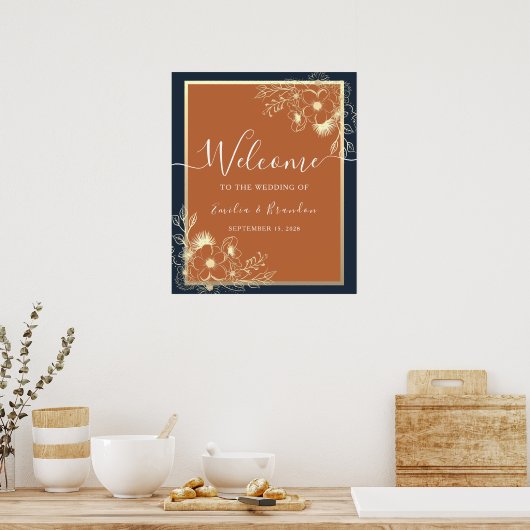 Gilded Floral Wedding Welcome Poster (Keuken)