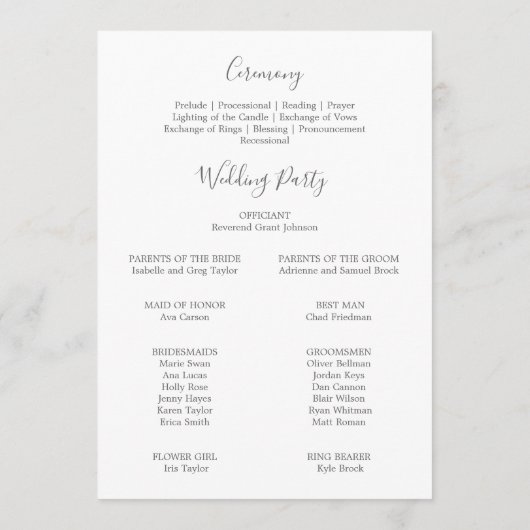 Gilded Floral Wreath | Zilveren en witbruiloft Programmakaart (Achterkant)