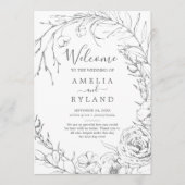 Gilded Floral Wreath | Zilveren en witbruiloft Programmakaart (Voorkant)