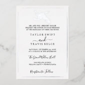 Gilded Floral | Zilver Foil Formal Wedding Folie Uitnodiging (Voorkant)