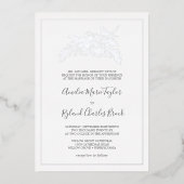 Gilded Floral | Zilver Foil Formal Wedding Folie Uitnodiging (Voorkant)