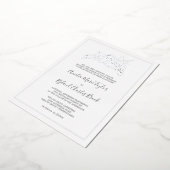 Gilded Floral | Zilver Foil Formal Wedding Folie Uitnodiging (Gedraaid)