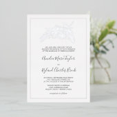 Gilded Floral | Zilver Foil Formal Wedding Folie Uitnodiging (Staand Voorkant)