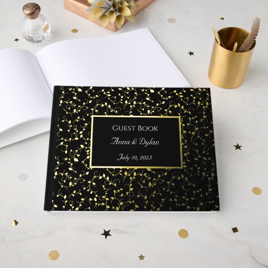 Gilded Folie bruiloft gastenboek (Voorkant open)