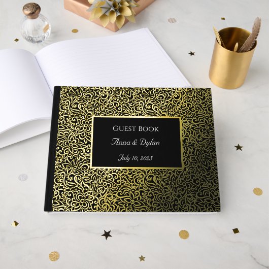 Gilded Folie bruiloft gastenboek (Voorkant open)