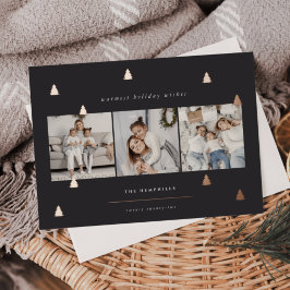 Gilded Forest | Elegant kerstfoto-collage Folie Feestdagenkaart