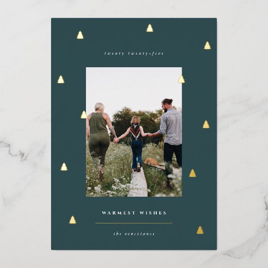 Gilded Forest | Kerstfoto van Elegant Folie Feestdagenkaart (Voorkant)