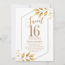Gilded Frame Sweet 16 Birthday Invitation Kaart