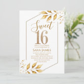 Gilded Frame Sweet 16 Birthday Invitation Kaart (Staand voorkant)
