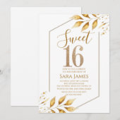 Gilded Frame Sweet 16 Birthday Invitation Kaart (Voorkant / Achterkant)