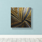 Gilded Fusion–Black & Gold Engraved Metal Wall Art Canvas Afdruk (Insitu (Houten vloer))