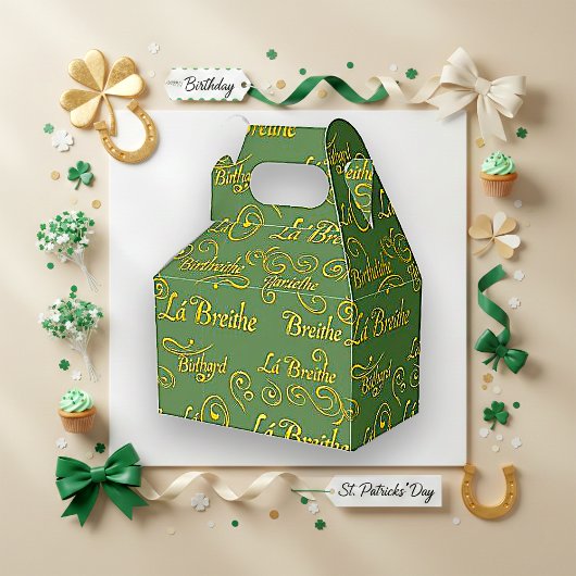 Gilded Gaelic Birthday Sage St. Patrick's Pattern Bedankdoosjes