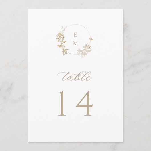 Gilded Garden Monogram Wedding Table Number Programmakaart (Achterkant)