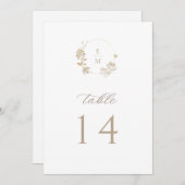 Gilded Garden Monogram Wedding Table Number Programmakaart (Voorkant / Achterkant)
