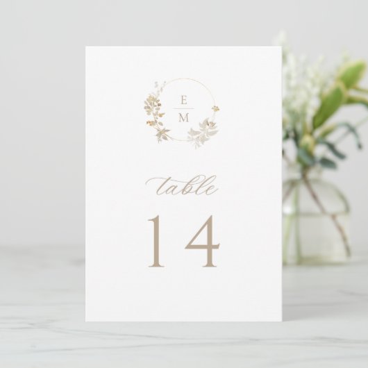 Gilded Garden Monogram Wedding Table Number Programmakaart (Staand voorkant)