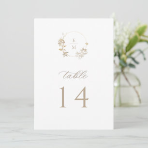 Gilded Garden Monogram Wedding Table Number Programmakaart