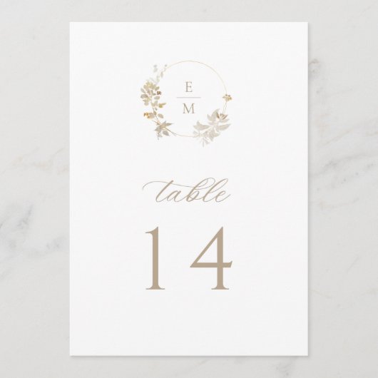 Gilded Garden Monogram Wedding Table Number Programmakaart (Voorkant)