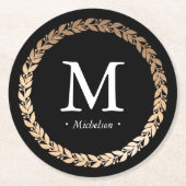 Gilded Garland Monogrammed Cocktail Ronde Kartonnen Onderzetter (Voorkant)