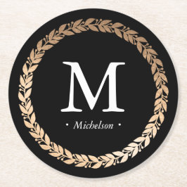 Gilded Garland Monogrammed Cocktail Ronde Kartonnen Onderzetter