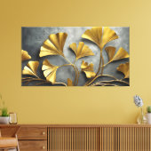 Gilded Ginkgo: Metaalkunstenaar Canvas Afdruk (Insitu (Woonkamer))