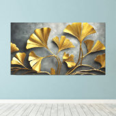 Gilded Ginkgo: Metaalkunstenaar Canvas Afdruk (Insitu (Houten vloer))
