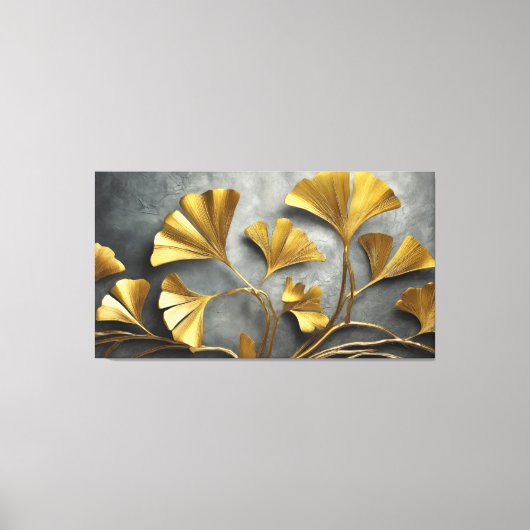 Gilded Ginkgo: Metaalkunstenaar Canvas Afdruk (Voorkant)