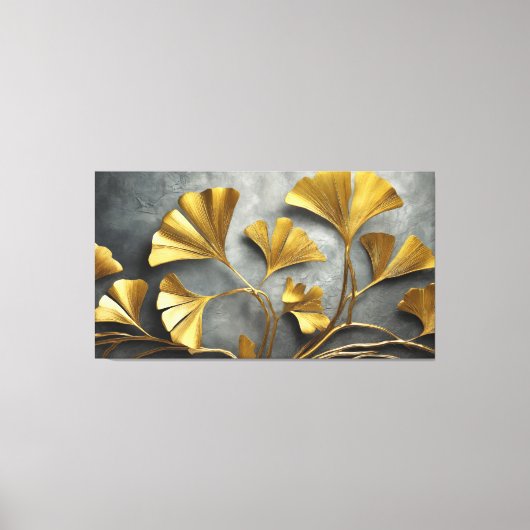 Gilded Ginkgo: Metaalkunstenaar Canvas Afdruk (Voorkant)