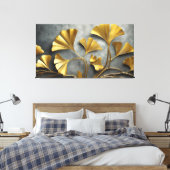 Gilded Ginkgo: Metaalkunstenaar Canvas Afdruk (Insitu (Slaapkamer))