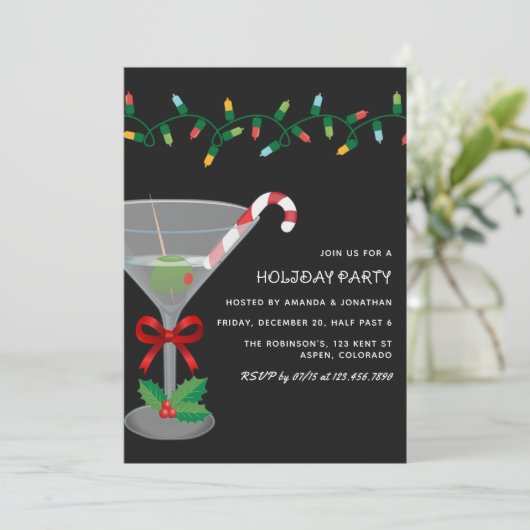 Gilded Glam Christmas Holiday Cocktail Party Kaart (Staand voorkant)